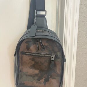 Coach Men's Black and Brown Camouflage Belt Bag